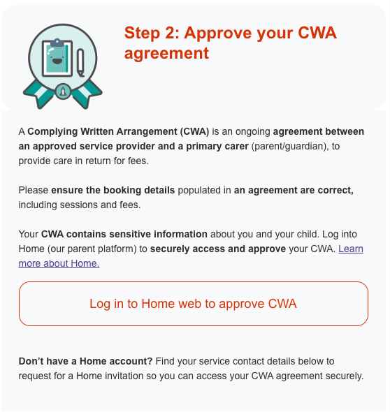 Home: CWA Approval & CCS Enrolment Confirmation