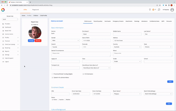 Office: Child Profile