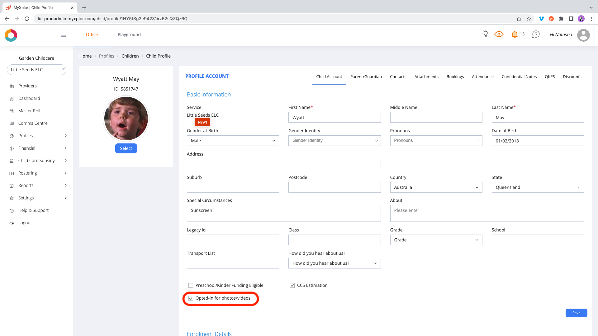 Office: Child Profile