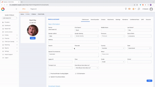 Office: Child Profile