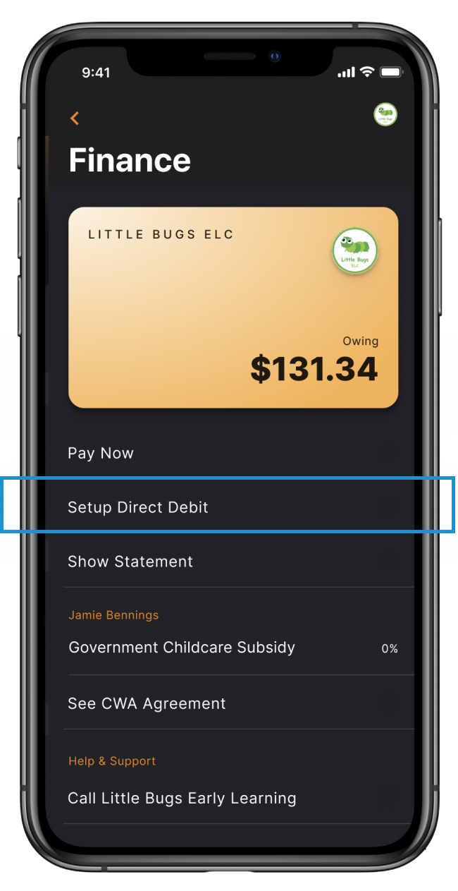 Home: Adding Bank Details