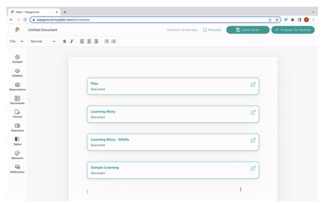 Playground: Documents